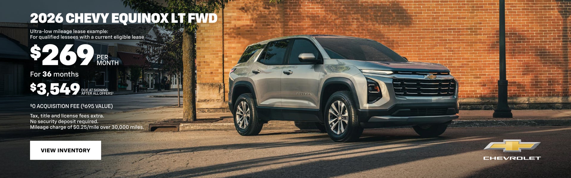 2026 Chevy Equinox LT FWD. Ultra-low mileage lease example: For qualified lessees with a current ...
